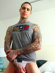 Straight Tattoo Artist Anthony Blaize strips and jacks off