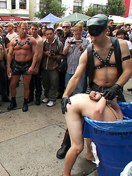 Noah Brooks is dragged through the streets, bound, beaten and pissed on.