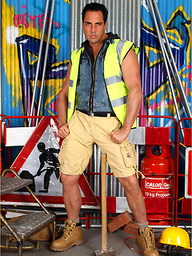 Marcello dressed as a sexy work man and playing with his dick