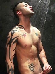 Young tattooed boy Sonny Stewart enjoys masturbating in a hot shower