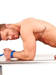 Muscle athlete Landon Conrad bounded