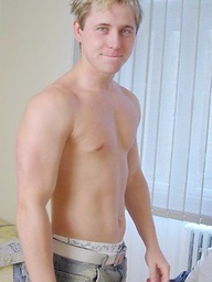 Blond twink jerking off dick